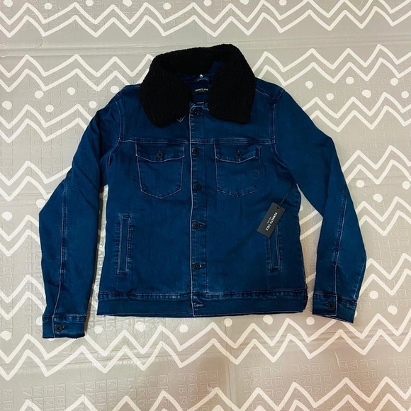 Kenneth Cole denim jean Sherpa jacket coat - Picture 6 of 10